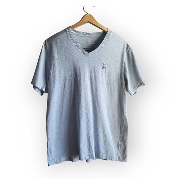 Mens Psycho Bunny v-neck blue 6 large 100% Pima cotton tee t shirt - Picture 1 of 6